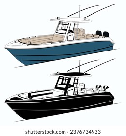 Fishing boat vector illustration, Boat vector