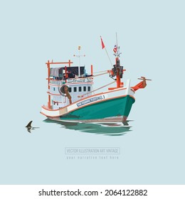 Fishing boat, vector illustration and design.