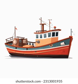 Fishing boat vector illustration isolated