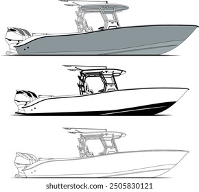 Fishing boat vector illustration one color