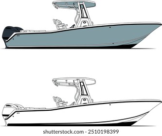 Fishing Boat Vector, Fishing Boat Images, Sport Fishing Boat Vector, Line Art, Ector Art, Flat Design, Fishing Illustration, Boat Vector, Silhouette Photo, Wave Vector, Free Image Download