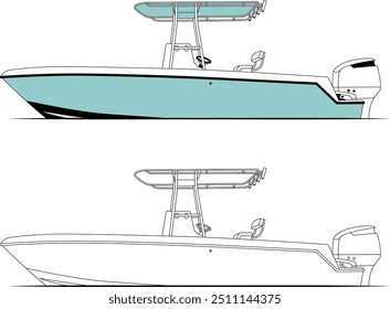 Fishing Boat Vector, Fishing Boat Images, Sport Fishing Boat Vector, Line Art, Ector Art, Flat Design, Fishing Illustration, Boat Vector, Silhouette Photo, Wave Vector, Free Image Download