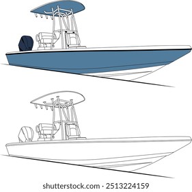 Fishing Boat Vector, Fishing Boat Images, Sport Fishing Boat Vector, Line Art, Ector Art, Flat Design, Fishing Illustration, Boat Vector, Silhouette Photo, Wave Vector, Free Image Download