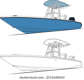 Fishing Boat Vector, Fishing Boat Images, Sport Fishing Boat Vector, Line Art, Flat Design, Fishing Illustration, Boat Vector, Silhouette Photo, Wave Vector, Free Image Download