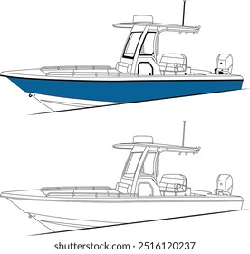 Fishing Boat Vector, Fishing Boat Images, Sport Fishing Boat Vector, Line Art, Vector Art, Flat Design, Fishing Illustration, Boat Vector, Silhouette Photo, Free Image Download