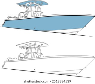 Fishing Boat Vector, Fishing Boat Images, Sport Fishing Boat Vector, Line Art, Fishing Illustration, Boat Vector, Free Image Download.