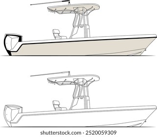 Fishing Boat Vector, Fishing Boat Images, Sport Fishing Boat Vector, Line Art, Vector Art, Flat Design, Fishing Illustration, Boat Vector, Free Image Download