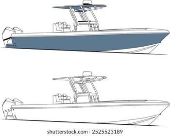 Fishing Boat Vector, Fishing Boat Images, Sport Fishing Boat Vector, Line Art, Vector Art, Flat Design, Fishing Illustration, Boat Vector, Silhouette Photo, Free Image Download