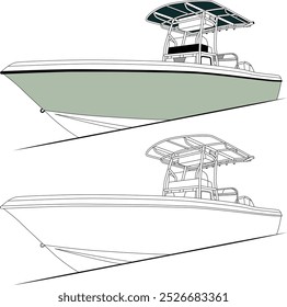 Fishing Boat Vector, Fishing Boat Images, Sport Fishing Boat Vector, Line Art, Vector Art, Flat Design, Fishing Illustration, Boat Vector, Silhouette Photo, Free Image Download