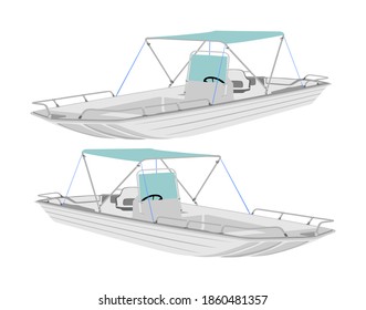 Fishing boat vector isolated on white background. Sport speed boat illustration for tourist entertainment.