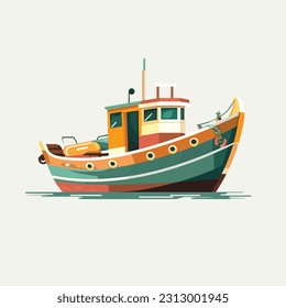 Fishing boat vector isolated on white