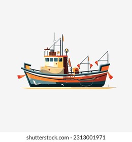 Fishing boat vector isolated on white