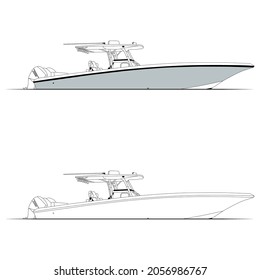 Fishing Boat Vector Line Art Illustration
for T-shirt Printing and 100% editable. 
Color Illustration and Line art with black and white