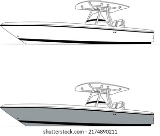 Ilustración de arte de la línea de vectores de barcos pesqueros para camisetas
