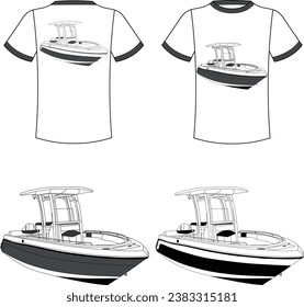 Fishing Boat Vector Line Art Boat One Color Boat Illustration