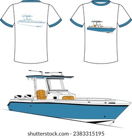 Fishing Boat Vector Line Art Boat One Color Boat Illustration