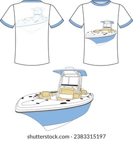 Fishing Boat Vector Line Art Boat One Color Boat Illustration