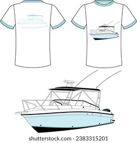 Fishing Boat Vector Line Art Boat One Color Boat Illustration