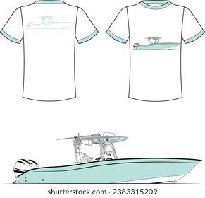 Fishing Boat Vector Line Art Boat One Color Boat Illustration