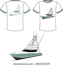 Fishing Boat Vector Line Art Boat One Color Boat Illustration