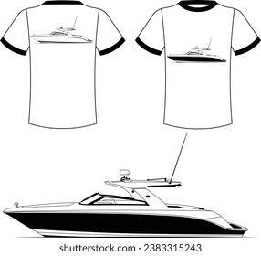 Fishing Boat Vector Line Art Boat One Color Boat Illustration