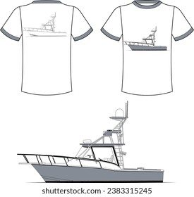 Fishing Boat Vector Line Art Boat One Color Boat Illustration