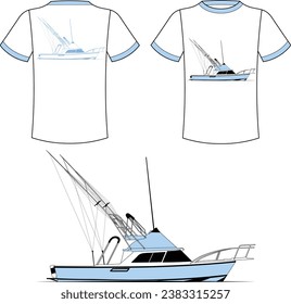 Fishing Boat Vector Line Art Boat One Color Boat Illustration