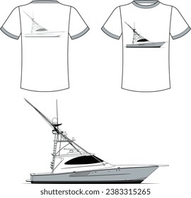 Fishing Boat Vector Line Art Boat One Color Boat Illustration