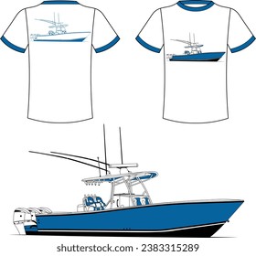 Fishing Boat Vector Line Art Boat One Color Boat Illustration