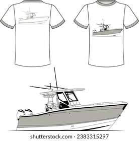 Fishing Boat Vector Line Art Boat One Color Boat Illustration