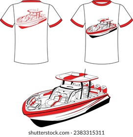 Fishing Boat Vector Line Art Boat One Color Boat Illustration