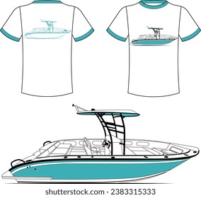 Fishing Boat Vector Line Art Boat One Color Boat Illustration