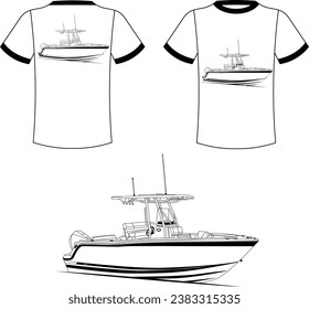 Fishing Boat Vector Line Art Boat One Color Boat Illustration