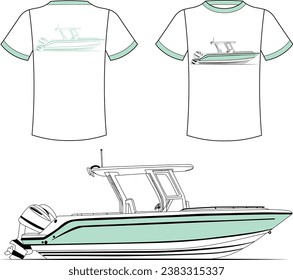 Fishing Boat Vector Line Art Boat One Color Boat Illustration