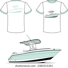 Fishing Boat Vector Line Art Boat One Color Boat Illustration