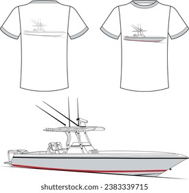 Vector de embarcación de pesca Línea Barco de arte Un barco a color Ilustración