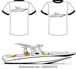 Fishing Boat Vector Line Art Boat One Color boat Illustration