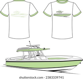 Vector de embarcación de pesca Línea Barco de arte Un barco a color Ilustración