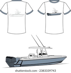 Fishing Boat Vector Line Art Boat One Color boat Illustration