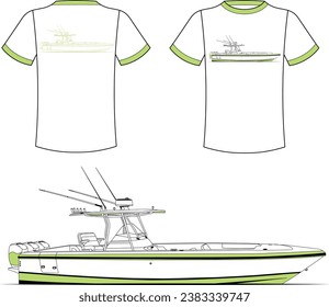 Fishing Boat Vector Line Art Boat One Color boat Illustration
