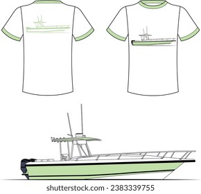 Fishing Boat Vector Line Art Boat One Color boat Illustration