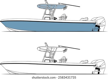 Fishing Boat Vector Line Art And Printable Design