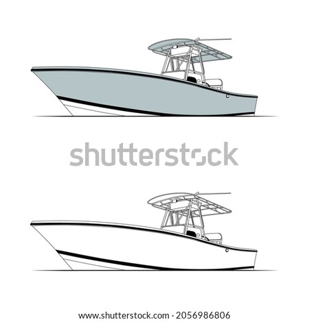 Fishing Boat Vector Line Art Illustration
for T-shirt Printing and 100% editable. 
Color Illustration and Line art with black and white