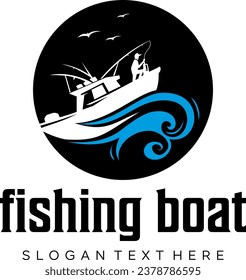  fishing boat vector logo design