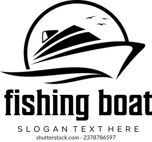  fishing boat vector logo design