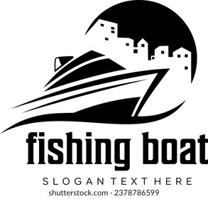  fishing boat vector logo design