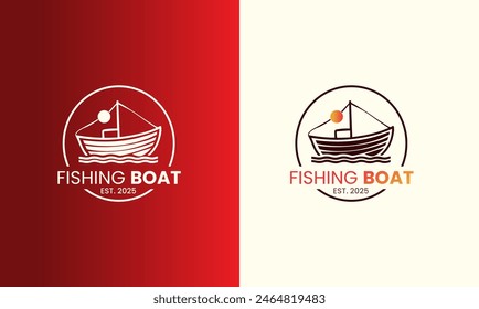 Fishing boat vector fishing boat logo design sea fish catch minimalist unique sample template