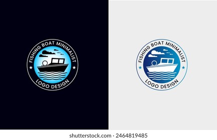 Fishing boat vector fishing boat logo design sea fish catch minimalist unique sample template