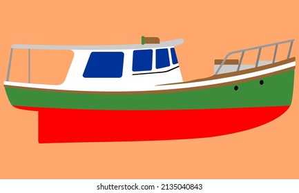 vectores de embarcación de pesca en fondo naranja