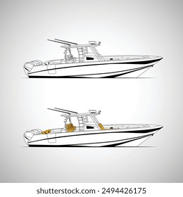 Fishing Boat Vector One Color 